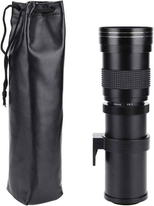 Telephoto Lens, 420-800mm F/8.3-16 Telephoto Lens Manual Zoom Lens for DSLR Cameras (Canon EF Mount)