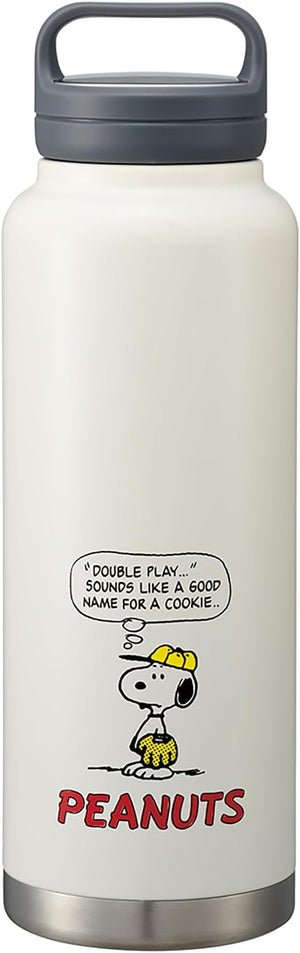 Skater Water Bottle 1200ml / 1.2 Liters with Handle, Large Capacity, Keeps Hot and Cold, Stainless Steel, Mug Bottle, Sports Bottle, Easy to Clean, Wide Mouth, Snoopy Baseball STSC12-A