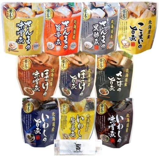 Kaneyoshi Hokkaido Retort Fish Seafood Scallops Side Dish Assortment Set of 10 Types of Retort, Side Dishes, Emergency Food, Living Alone (10 Types A)
