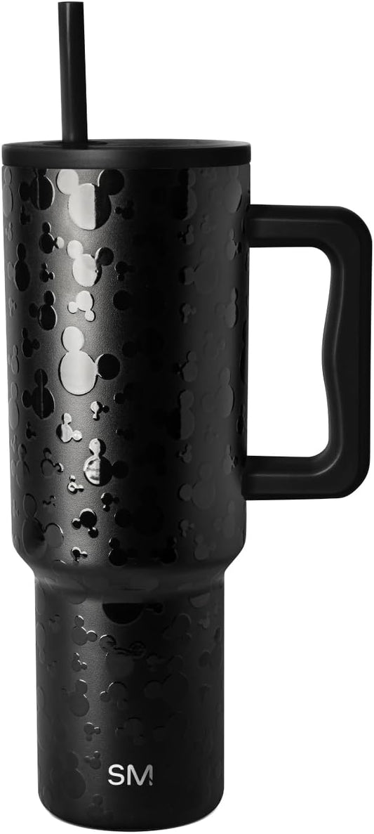 Simple Modern Disney - Vaso de 40 onzas con asa y tapa con pajilla, botella de agua reutilizable aislada de acero inoxidable de viaje, regalos para mujeres, hombres, él y ella, colección Trek, 40