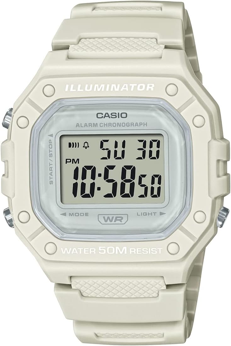 Casio W-218 Series Standard Digital Watch, Men's, Women's, Cheap Casio Overseas Model, Beige W-218HC-8AV, Bracelet Type