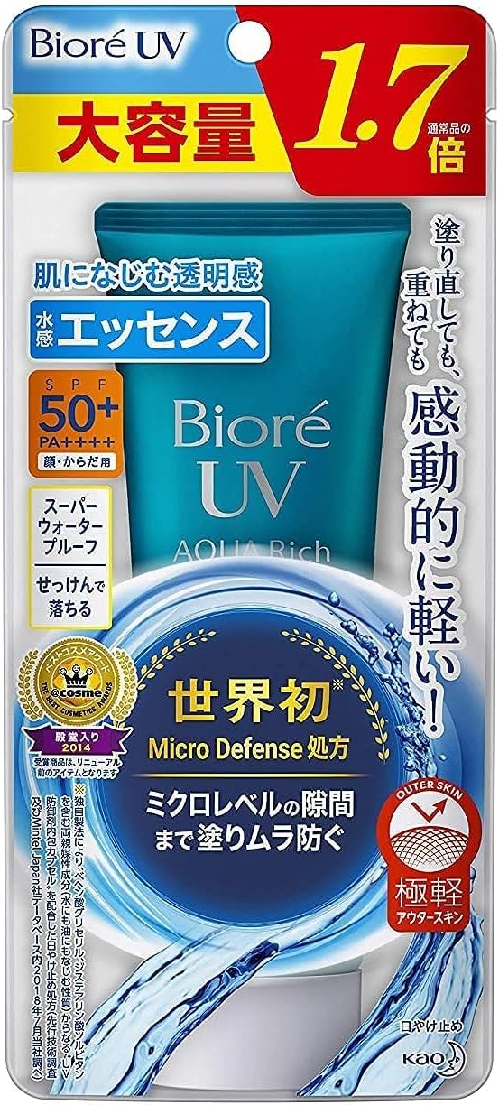Bioré (Large Capacity) UV Aqua Rich Water Essence, 3.0 oz (85 g) (1.7 Times Regular Product) Sunscreen SPF50+/PA+++