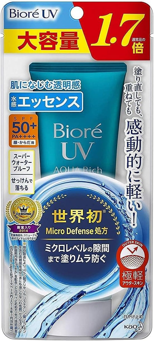 Bioré (Large Capacity) UV Aqua Rich Water Essence, 3.0 oz (85 g) (1.7 Times Regular Product) Sunscreen SPF50+/PA+++