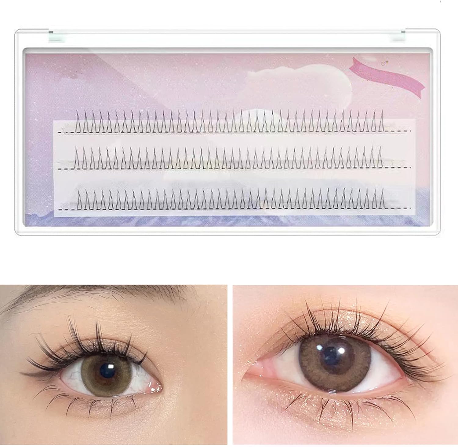 Partial False Eyelashes, Natural Lower Eyelashes, Ultra Thin, V-Shaped Lower False Eyelashes, 0.2 - 0.3 inches (5 - 6 - 7 mm), Beginners, Thin Makeup, Everyday Use, Partial False Eyelashes,
