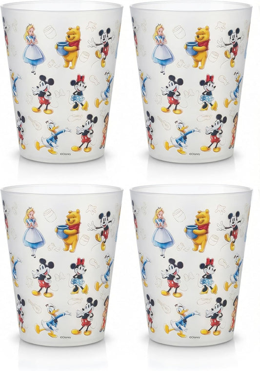 Vasos de plástico reutilizables de Disney – Paquete de 4 vasos de plástico para beber de 16 oz con diseños de Mickey, Stitch, Pooh o Disney100 – Sin BPA, apilables, seguros para lavavajillas en la