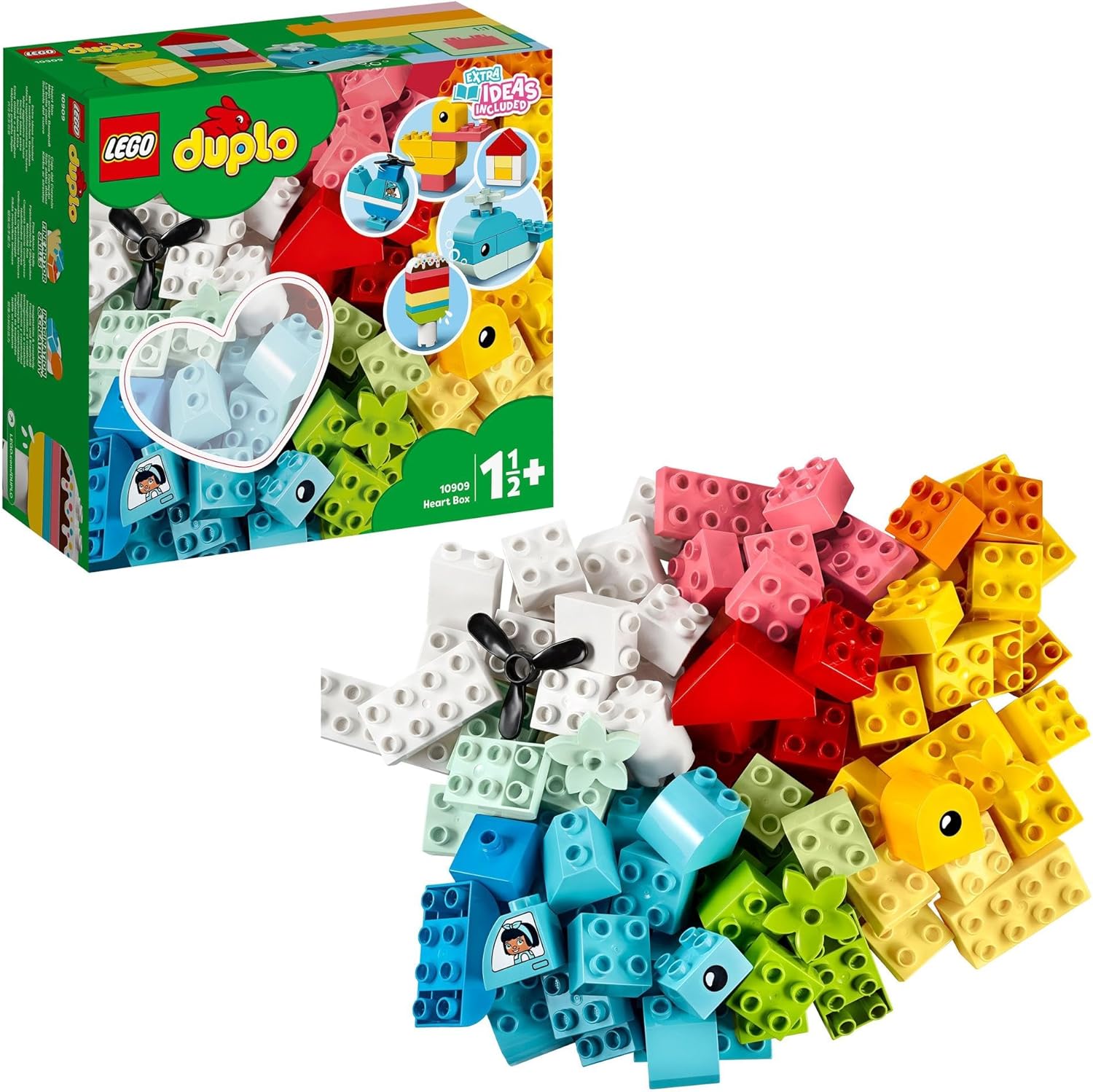 LEGO Duplo 10909 Duplo Various Idea Box (Heart) Toy Blocks Present, Toddler, Babies, Boys, Girls, Ages 1 and a Half