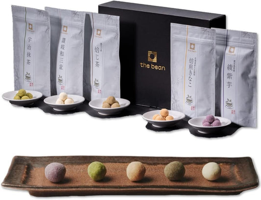 Onakamoto Premium Bean Confectionery Emi Chaya (-the_bean-/Sakai Wazanbon_Roasted Tea, Uji Matcha, Ayazo Potatoes, 1.4 oz (40 g) each, Total 7.1 oz (200 g), Long established Bean Sweets Series)