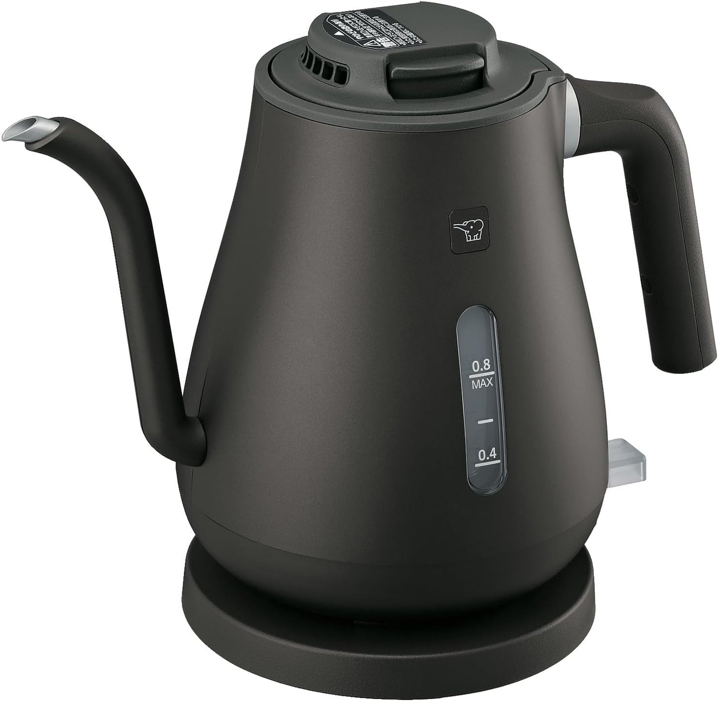 Zojirushi Mahobin Electric Kettle 0.8L (27 fl oz), Narrow Spout Type, Drip Kettle, Easy Pouring and Safe Design, Sepia Black CK-LA08-BZ