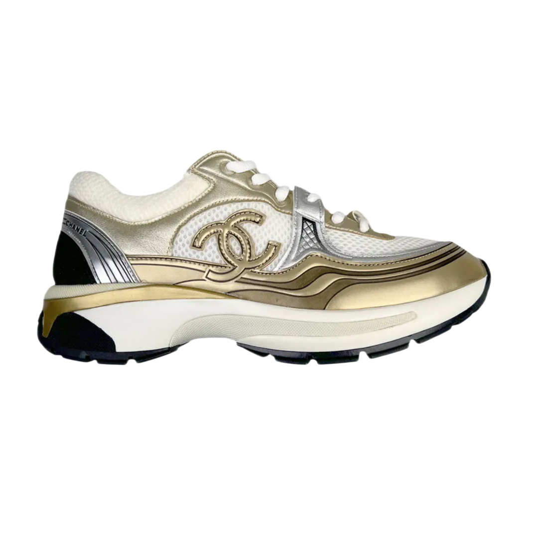 CHANEL 'WHITE/GOLD' CC LOGO SNEAKER