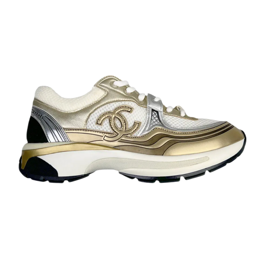 CHANEL 'WHITE/GOLD' CC LOGO SNEAKER