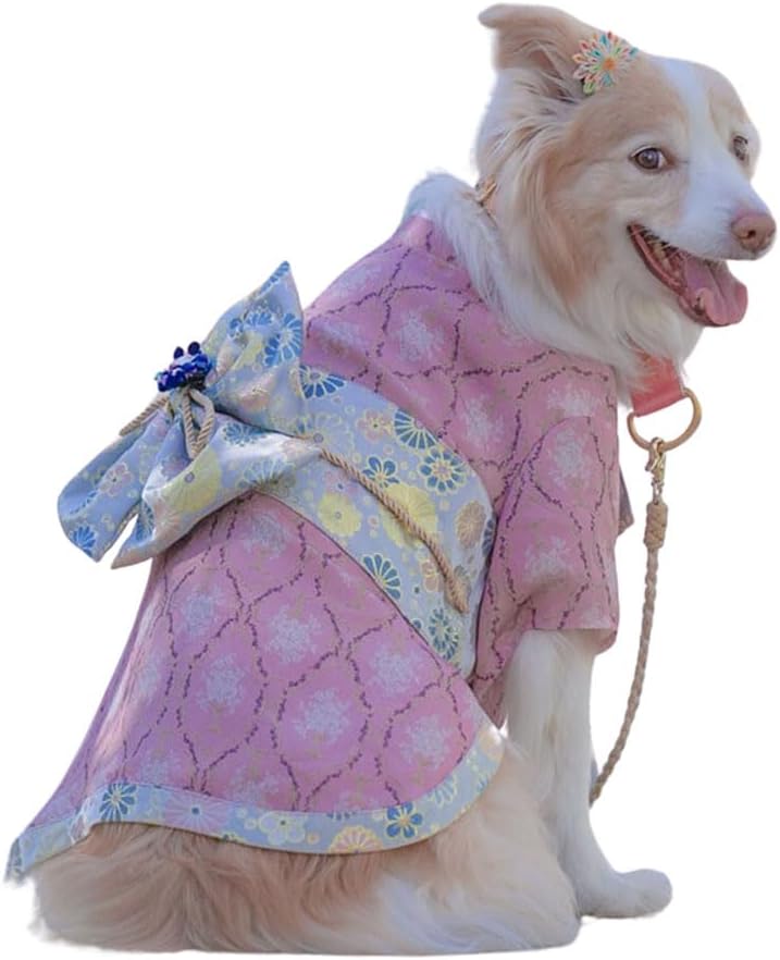 ONEKOSAMA OINUSAMA Dog Clothes Cat Cat Kimono Kimono Kimono Dog Wear Festival New Year Shichi-Go-San Small Dog Large Dog Small Large Size [Damask Pattern/Pink/XS]