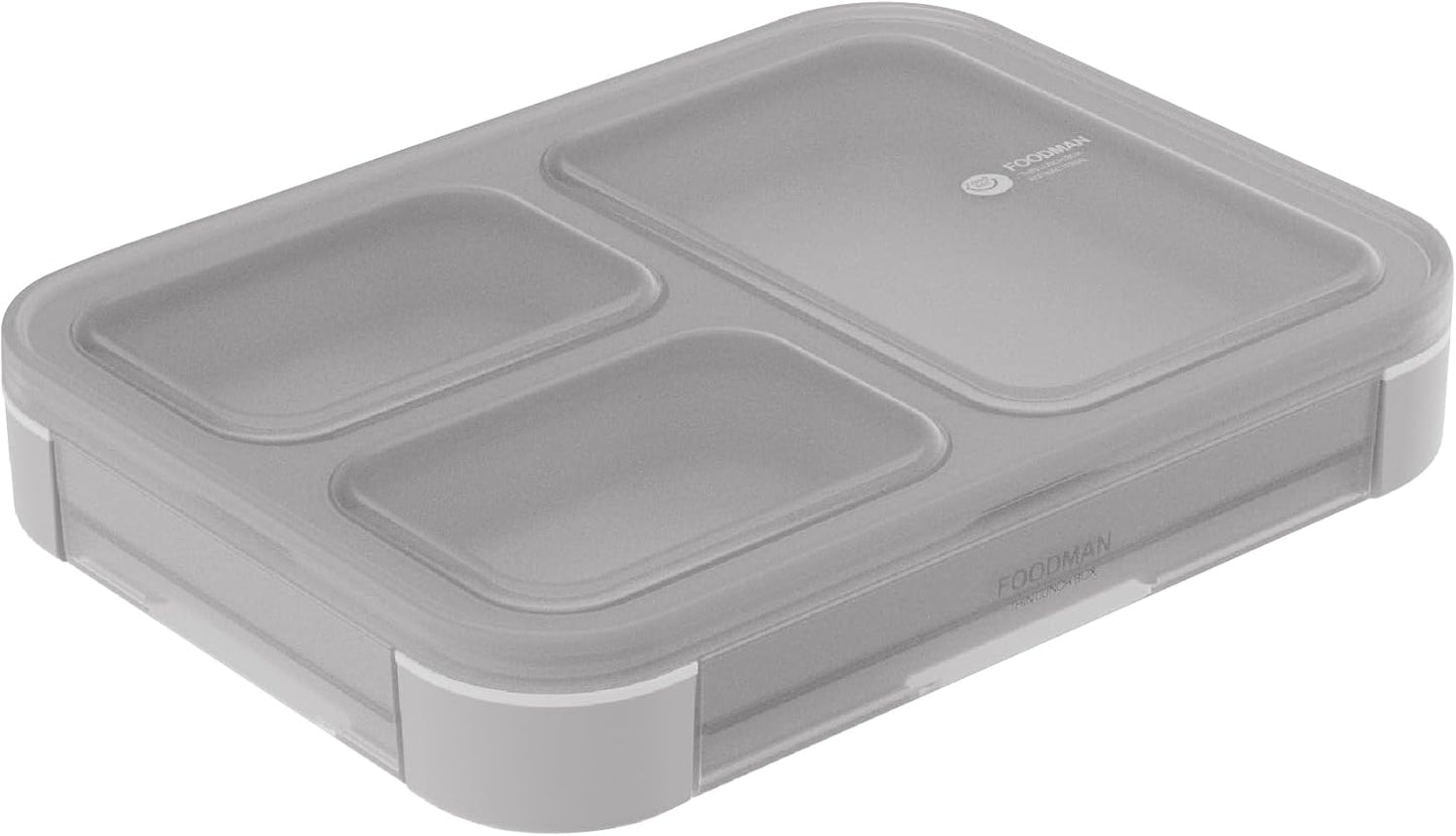 Foodman 700 FOODMAN Bento Box, Portable, Slim Bento Box, 23.7 fl oz (700 ml), Antibacterial Specification, Color / Ash Gray, Securely Secured with 4 Locks, W Sealing to Prevent Liquids Leakage, Antibacterial Foodman 700