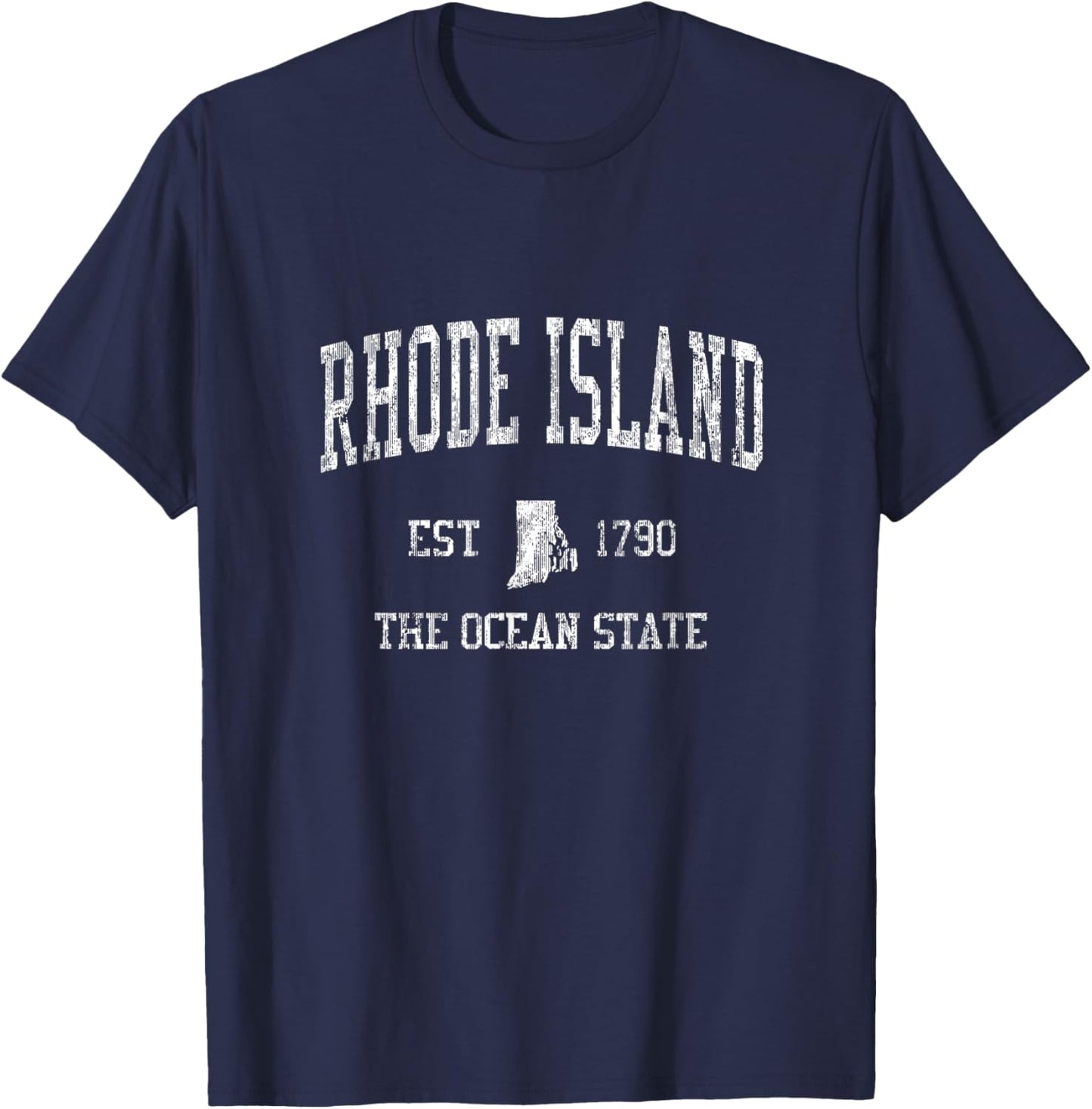 Diseño Retro de Rhode Island T Shirt Vintage Sports Tee, hombre 2XL, Azul Royal