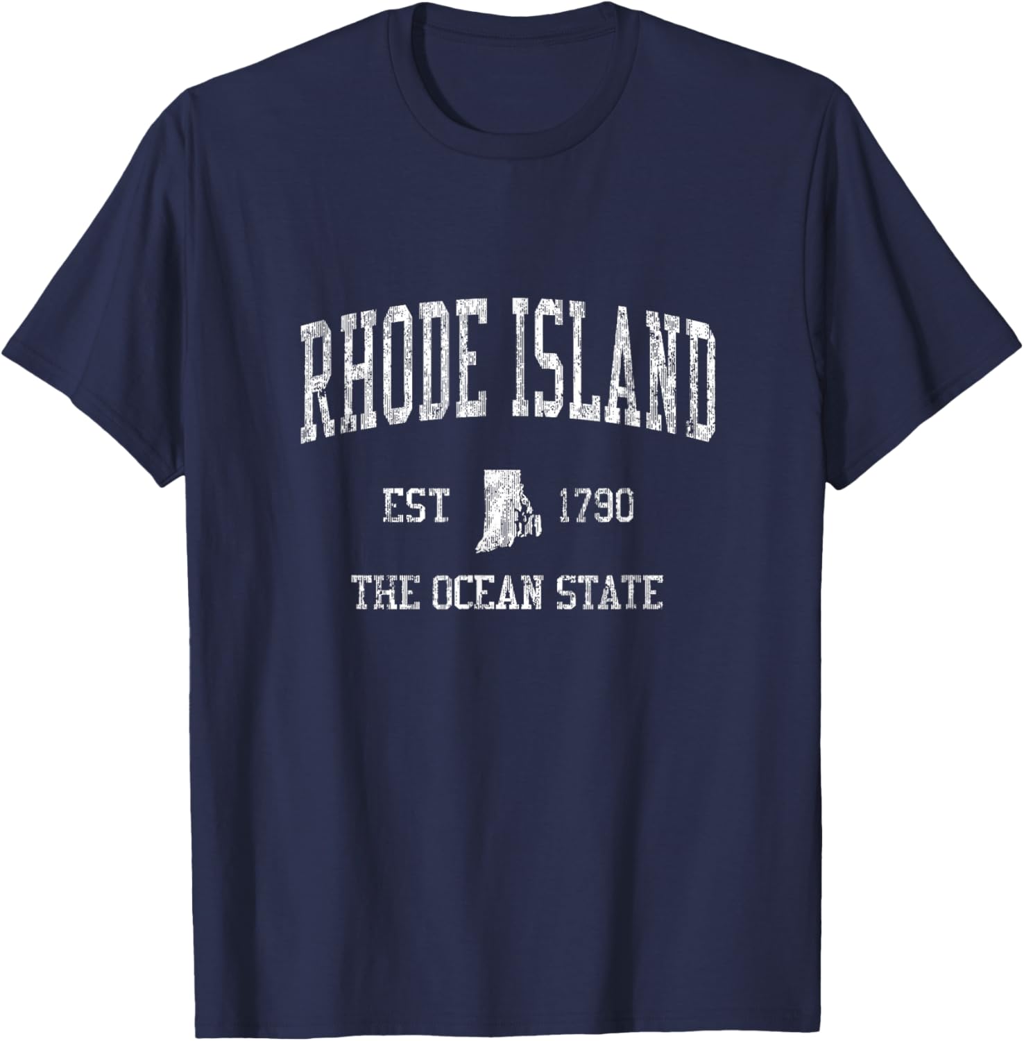 Diseño Retro de Rhode Island T Shirt Vintage Sports Tee, hombre 2XL, Azul Royal