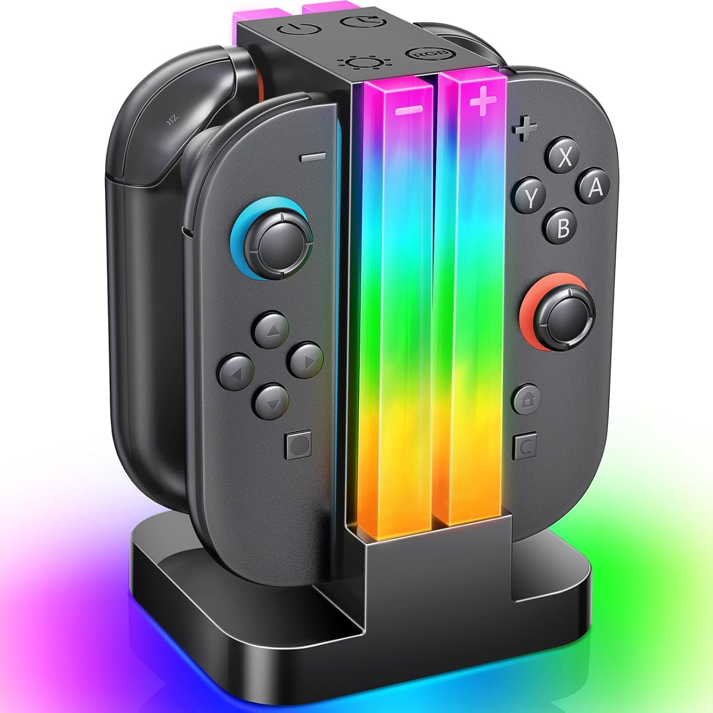 Switch 2 Joicon Charger Stand, RGB Light, 6, Joicon, Switch 2, Timing Function, Overcharge Prevention, USB-C Cable Included, Will Controller, Charger