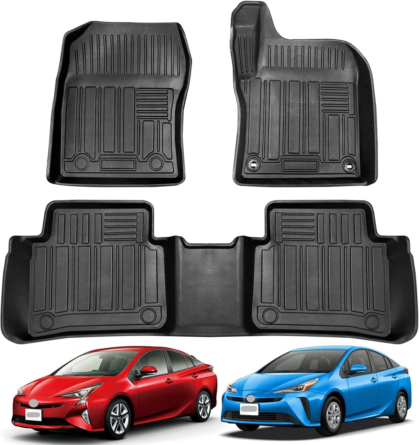 Toyota Prius Prius 50 Series 3D Floor Mat, 3D Car Mat, For Cars, Floor Mat, 3D Car Mat, TPE Material, Stain Resistant, Antibacterial Effects, Waterproof, Anti-Slip, Protective Parts (3PCS)