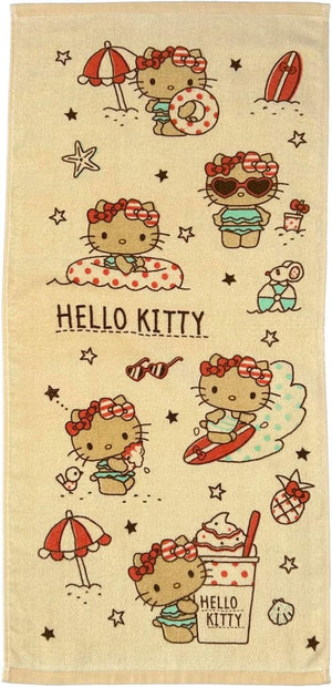 Nomura Towel Sanrio Characters Hello Kitty Face Towel, Set of 2, 13.4 x 29.5 inches (34 x 75 cm), 100% Cotton, Summer Days