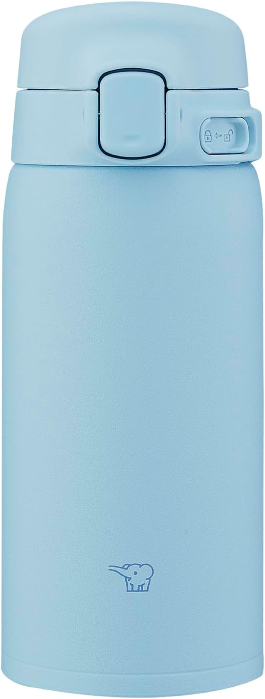 Zojirushi SU-BA36-AM Water Bottle, 12.2 fl oz (360 ml), Easy to Clean, Dishwasher Safe, Seamless Stopper, Only 2 Parts to Wash, Lightweight & Compact, Cold & Heat Retention, One-Touch Mug, Powder Blue