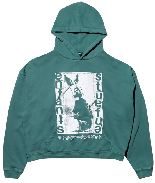 ENFANTS RICHES DÉPRIMÉS 'PATHETIC JAPANESE RABBIT' GREEN HOODIE