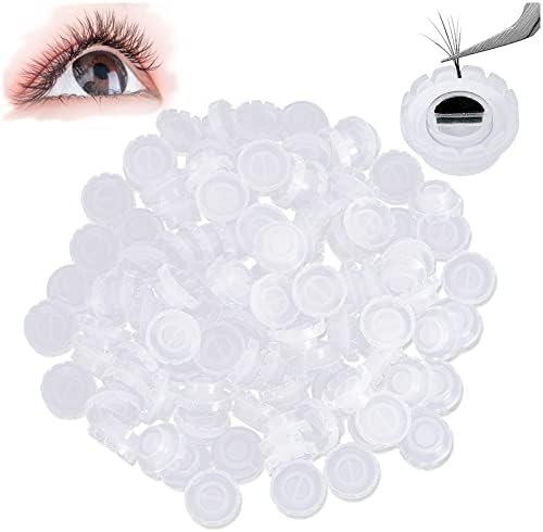 Kalevel 100 Pcs Eyelash Blossom Cups Eyelash Glue Holder Eyelash Extension Graft Eyelash Blossom Cup Eyelash Stretching Flat Rush V Shape Anti-Spill Glue Holder Economical Easy Assistance Tool Disposable