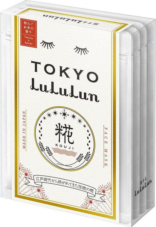 Face Mask Pack, Lululun, Tokyo Lulun, Warragu Rice Scented, 7 Sheets x 4 Bags