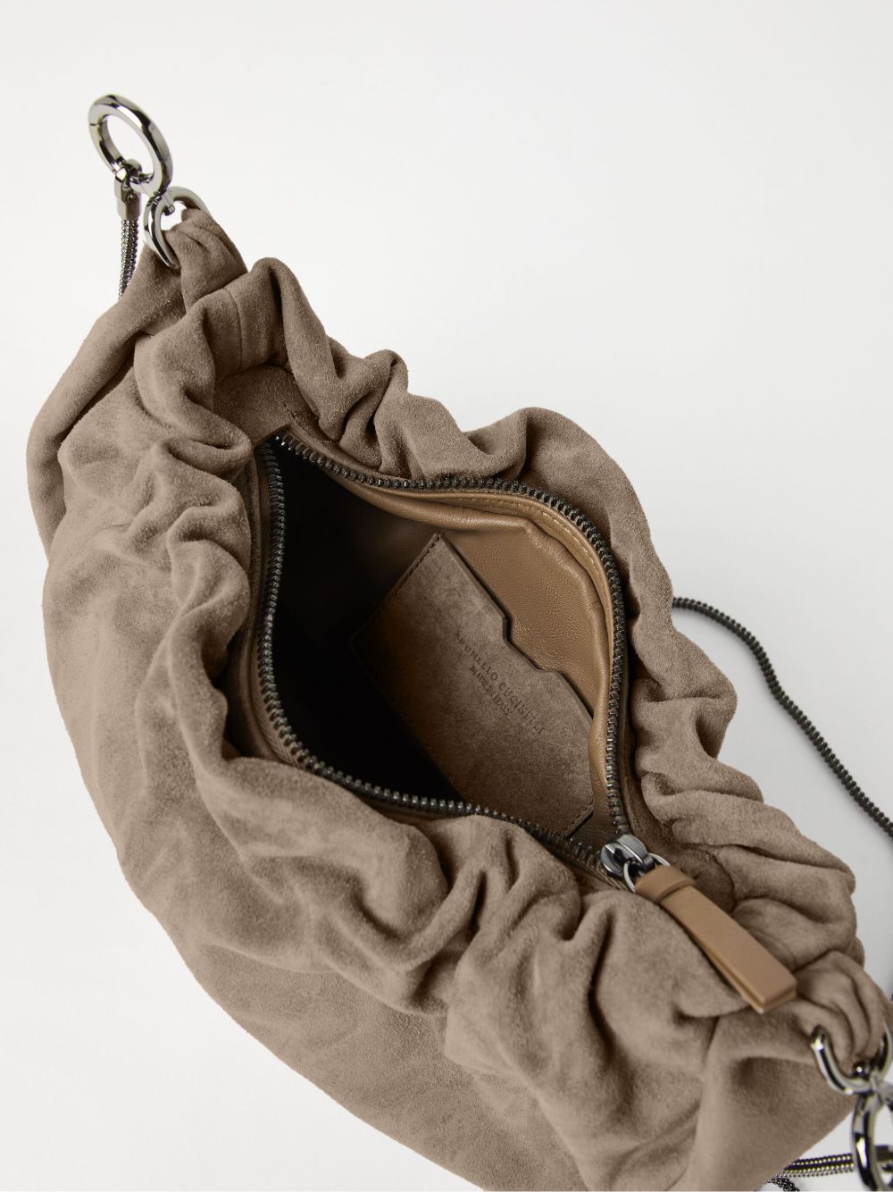 Brunello Cucinelli Suede Hobo Briocheハンドバッグ - Image 1