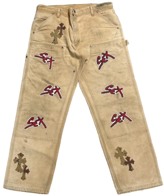 CHROME HEARTS MATTY BOY 'SEX RECORDS' CAMO PANTS CARPENTER WORK PANTS
