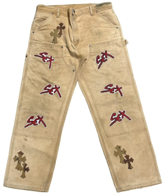CHROME HEARTS MATTY BOY 'SEX RECORDS' CAMO PANTS CARPENTER WORK PANTS