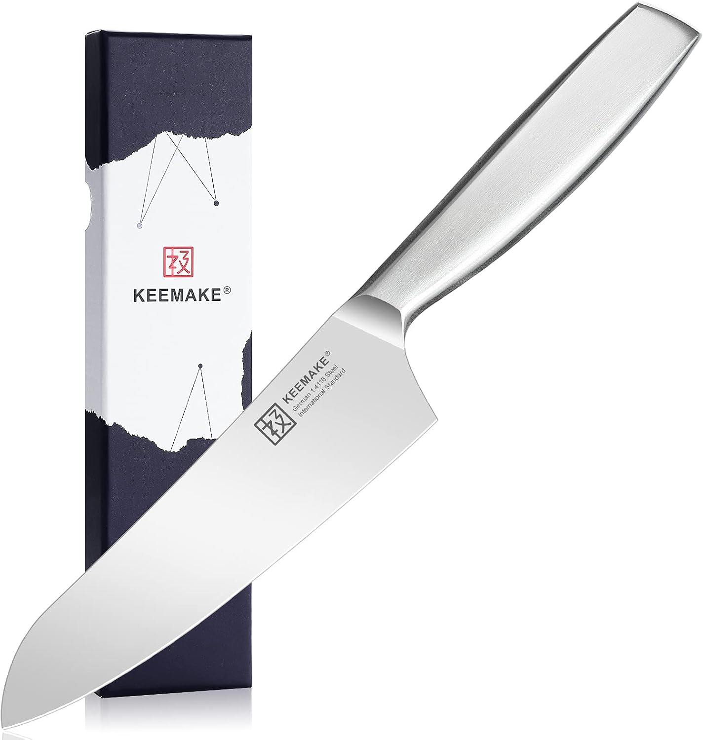 KEEMAKE Santoku Knife, 6.3 inches (160 mm), Stainless Steel, Dishwasher Safe, Multi-purpose, Cooking, Multi-functional, Left-Handed, Meat/Slice, Fish, Kitchen Supplies, Present, Gift