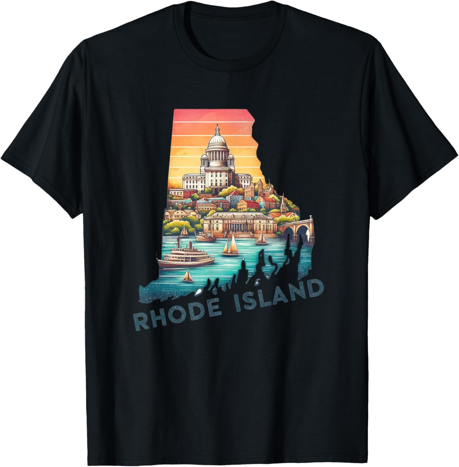 Rhode Island State of Rhode Island Camiseta retro de Rhode Island, Negro -, Pequeña