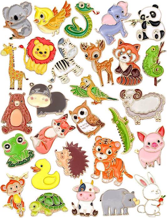 JUNEBRUSHS 28 pines esmaltados de animales, bonitos broches de animales del bosque, elefante, panda, tigre, jirafa, para decoración de fiestas, intercambio, regalo, mochilas, ropa, bolsas, sombreros y accesorios
