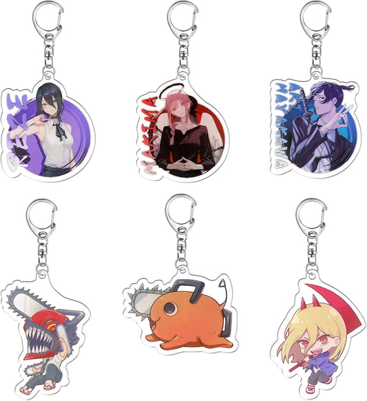 Fantasyon Lesée Keychain, Makima, Lesee, Denji, Aki Hayakawa Acrylic Key Holder, Charm, Keys, Bag Decoration, Bag Hanging, Mobile Phone, Keys, Cars, Bags, Souvenir, Lightweight, Anime Goods, Fall Prevention, Cute, Present, Unofficial