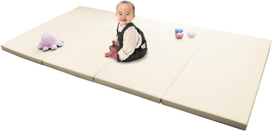 WEIMALL Baby Play Mat, Waterproof, Antibacterial, Foldable, Floor Heating, Soundproofing, Noiseless, Thickness 1.6 inches (4 cm), Non-formal Mat, Cushion, Training, Baby Shower