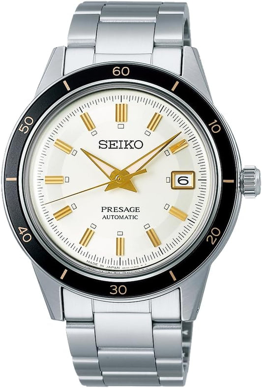 Seiko Watch PRESAGE Style 60's Mechanical Men's, Model: 3 Hand Calendar/ Case: Silver / Dial: Ivory, 1 piece, Three-hand calendar model