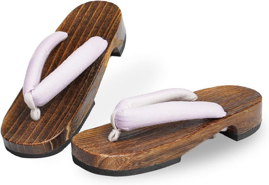 Amemari Geta Clogs, Women's Yukata, Summer, Cotton Linen, Plain Thong, F-Size, Yukata Clogs, For Adults, Paulownia Clogs, For Women, No Pain, Thick Thong, Fluffy Thong, Dull Color, Natural Right