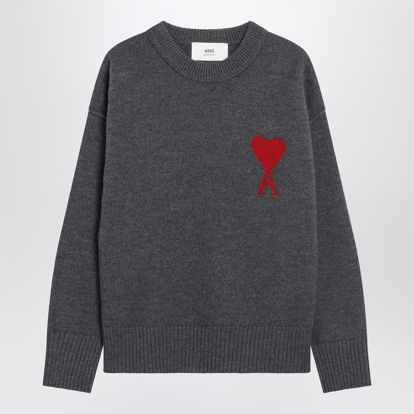 Ami Paris Gray Ami De Coeurウールのセーター - Image 1