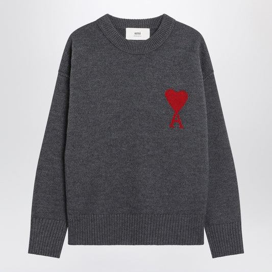 Ami Paris Gray Ami De Coeurウールのセーター - Image 1