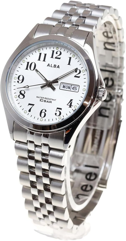 Seiko AQGK472 Men's Wristwatch, Alba, Standard Quartz, Silver, Silver, Bracelet Type