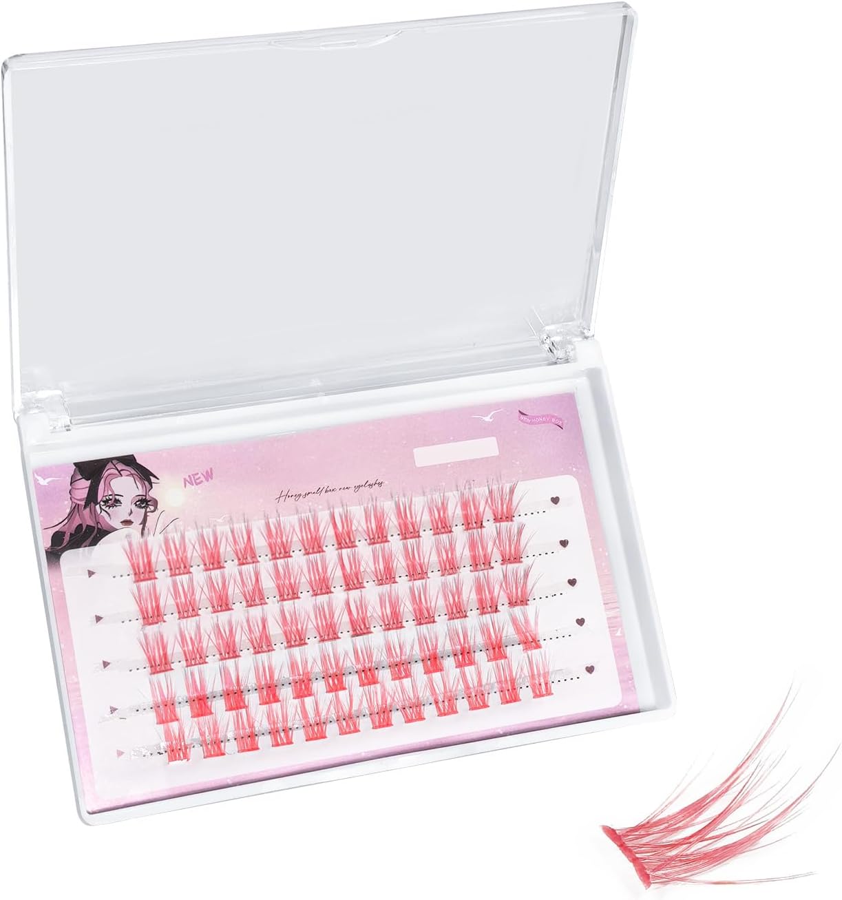 BOROLA 60 Bundles Color Eyelash Extensions, 0.4 - 0.5 inches (10 - 12 mm) Feather Style Single Bunch Eyelashes, Fan 3D Fluffy DIY Extensions, Multi-Layer Construction, For Cosplay, Parties, Daily