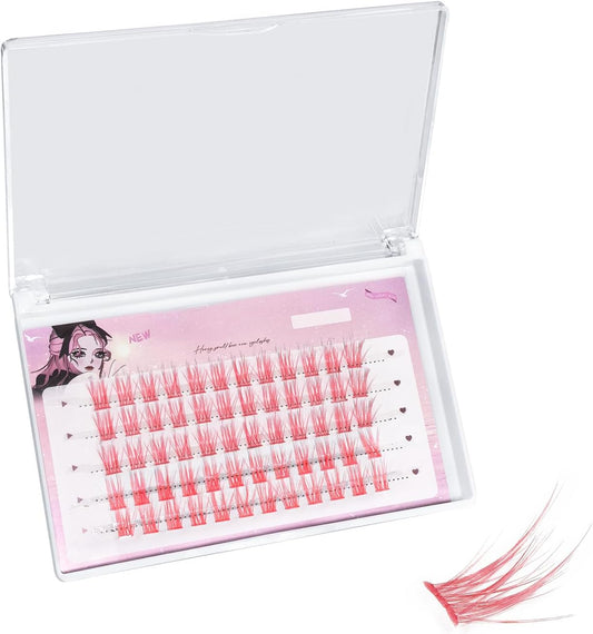 BOROLA 60 Bundles Color Eyelash Extensions, 0.4 - 0.5 inches (10 - 12 mm) Feather Style Single Bunch Eyelashes, Fan 3D Fluffy DIY Extensions, Multi-Layer Construction, For Cosplay, Parties, Daily
