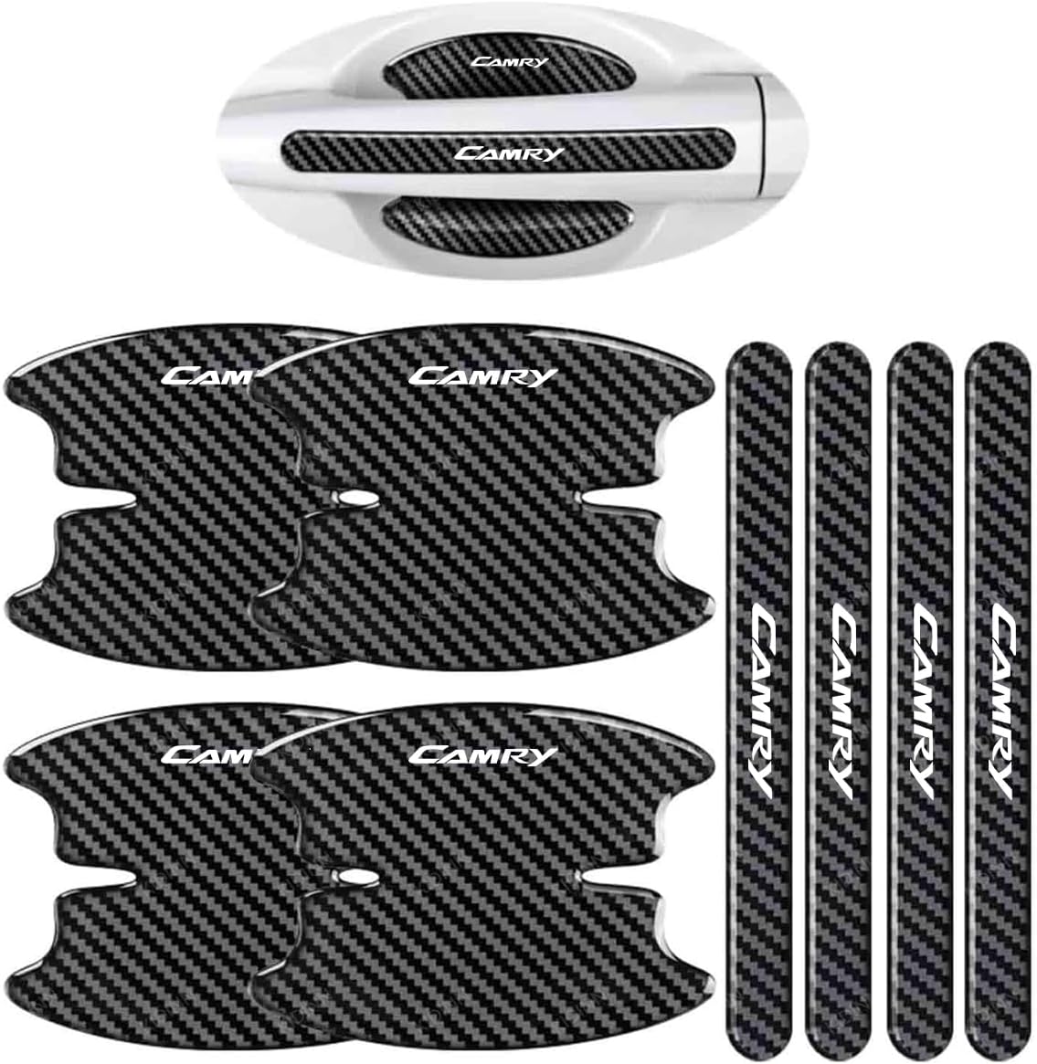 Camry Door Handle Protector, Compatible with All Series, Carbon Pattern, Scratch-Resistant, Paint Protection, Scratch-Resistant, Easy Installation, Accessories, Parts, Exterior, Set of 8 for Cars