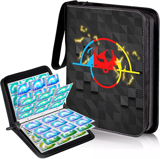 Card File / Binder, 9 Card Pockets per Page x 50 Sheets, Holds 900 Cards Total, PU Surface, Waterproof and Abrasion Resistant Clips, Collecting, Star Cards, Collection Binder, Dragon