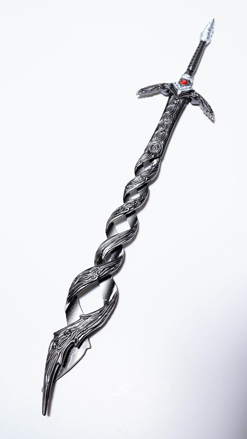 11.8 inches (30 cm) God Hunting Sword, Silver, Elden Ring, Mini Weapon, Sword, Bow, Arrow, Shield, Sword, Accessory, Keychain, Figure, Doll, Display, Decoration, Anime, Game, Alloy, Toy, Metal