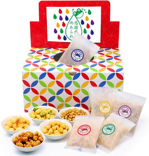 Okashi Rakuichi Gratitude Raffle Box, Thank You, Excitement, Rain Showers, Arare Crackers, Okak Rice Crackers, Assorted 5 Types, 10g x 40 Bags, Individually Wrapped, Small Bags, Retirement, Job Change