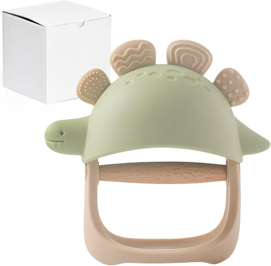 Across Rainbow Teething Baby Finger Sucking Newborn 30 Days ~ Silicone & Zelkova Handle No Drop Passed MHLW Test (Green)