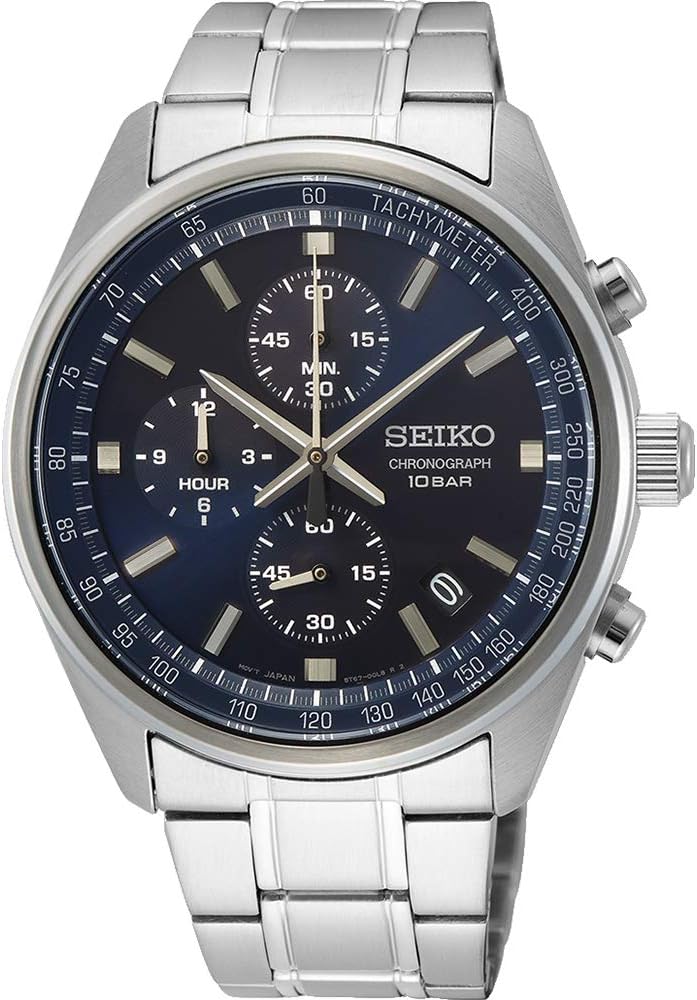 Seiko SSB377P1 Quartz Chronograph Wristwatch, Men's, Parallel Import, blue (dark), Bracelet Type