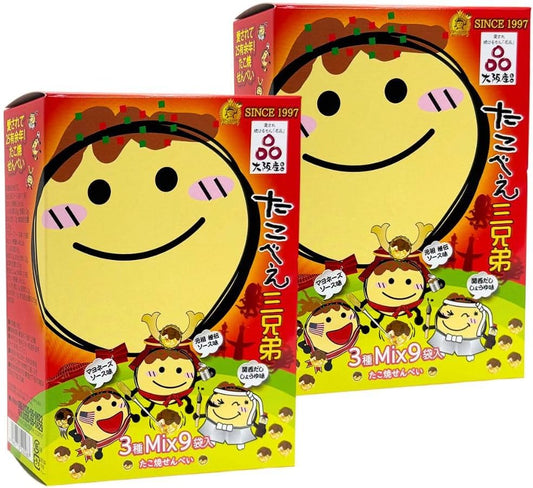 TakobeSan Brothers 9 Bags in 1 Box, Osaka Specialty Set, 3 Types of Takoyaki Senkei Sauce Flavor, Kansai Sauce Flavor, Mayonnaise Sauce Flavor, Sweets, Individual Packaging, Assorted, Gift, Gift