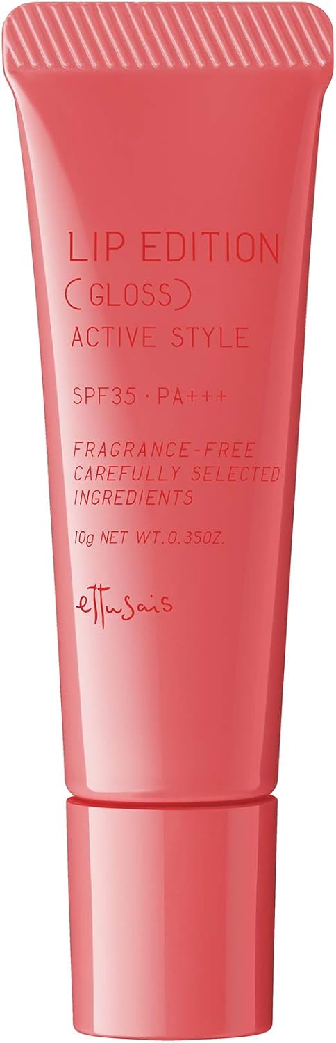 ettusais Lip Edition (Gloss) Active Style 03 Bright Coral Lip Gloss Lip Serum, SPF35, PA+++, 0.4 oz (10 g)