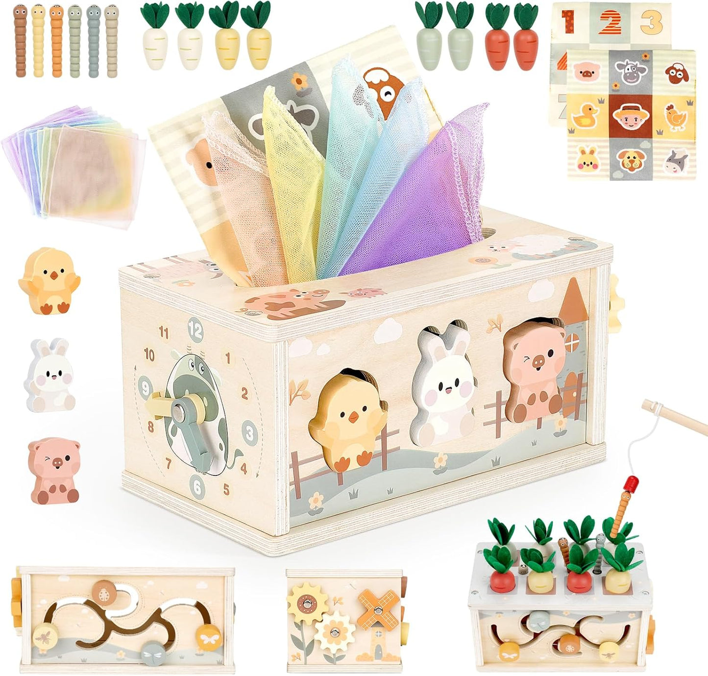 Vanplay Montessori Educational Toy, For Boys And Girls, Wooden Toys, 1, 2, 3 Years, Birthday Gift, Montessori Teaching Tool, Educational Watch, Fingertip Development, Early Development, Baby Shower