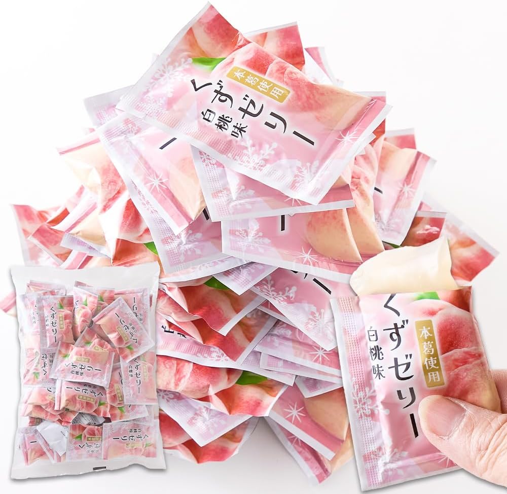 Natural Lifestyle White Peach Shavings Jelly (28.1 oz (800 g), Individually Packaged, Uses White Peach Juice from Yamanashi Prefecture, Yoshino Katsu Puremochi, Crisp Mochi, Snacks, Bento Box, Made in